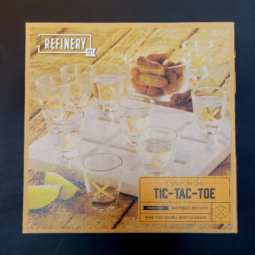 Refinery tic-tac-toe marble board drinking game